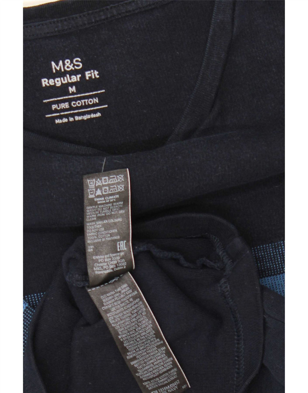 Marks & Spencer T-shirt pour femme UK 44 Bleu marine moyen rayé