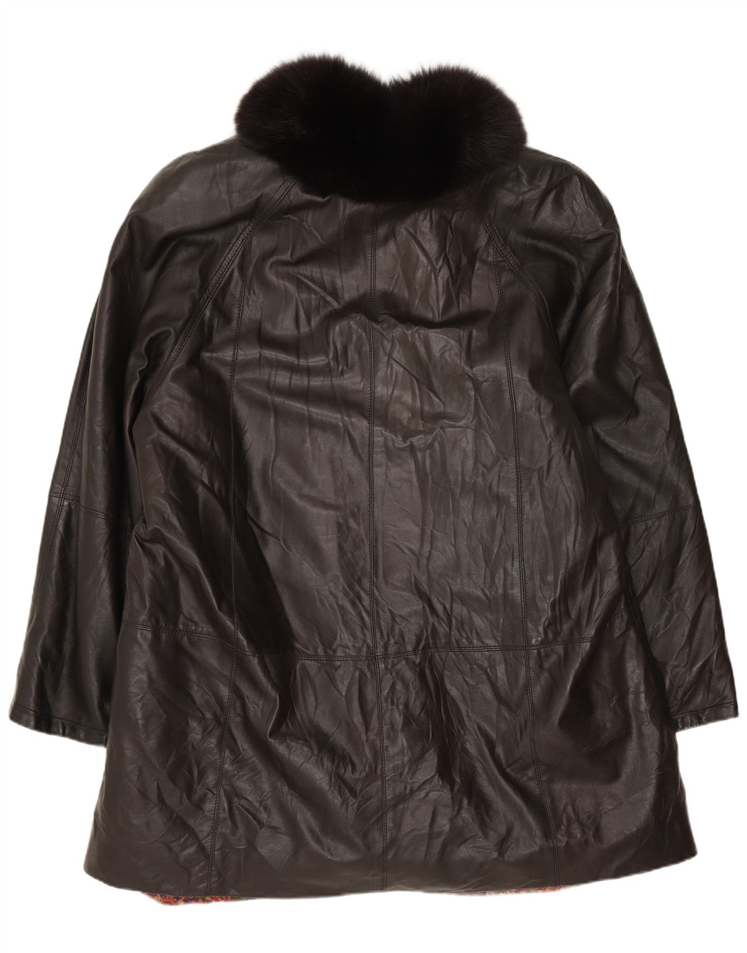 VINTAGE Manteau en cuir femme UK 18 XL Cuir noir