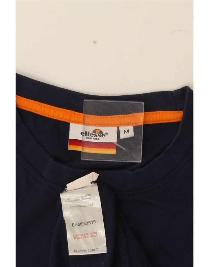 Ellesse T-Shirt Graphique Top Bleu Marine Moyen Coton Homme