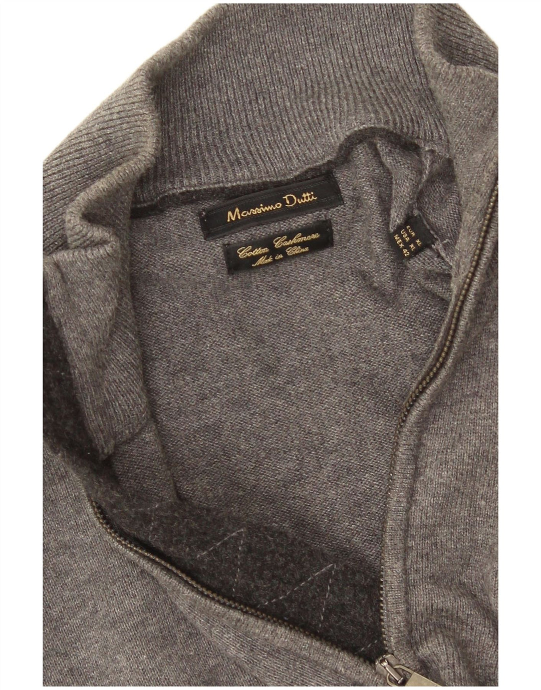 Massimo Dutti Pull col zippé pour homme XL Gris Coton