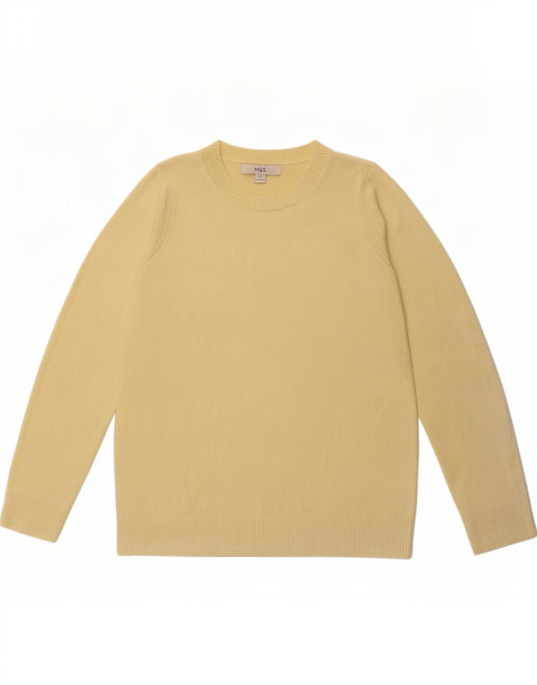 Marks & Spencer Pull col bateau pour femme UK 12 Acrylique jaune moyen