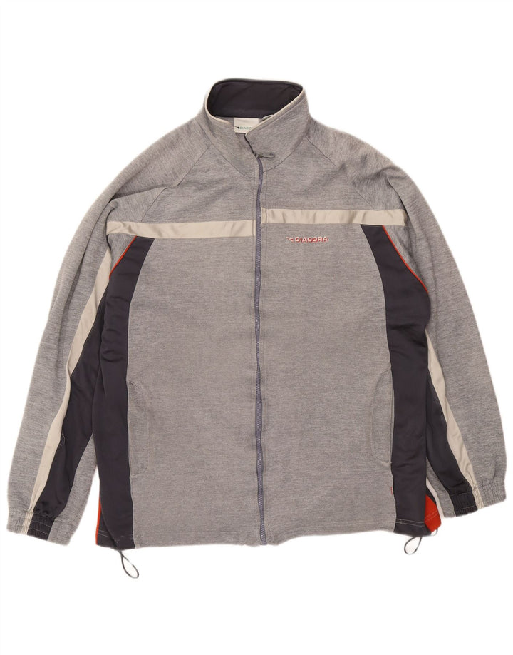 Diadora Veste de survêtement pour homme UK 46 XL Gris Colorblock Polyester