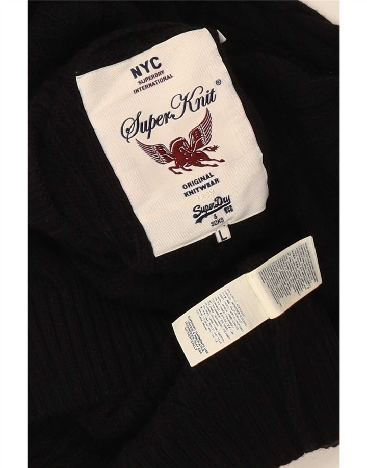 Superdry Pull ras du cou pour homme, grand, noir, acrylique