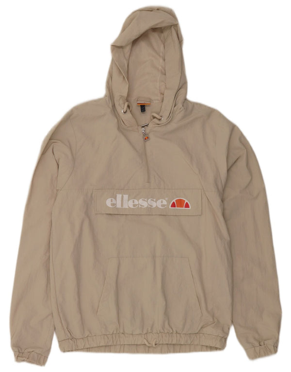 Ellesse Veste de pluie surdimensionnée à capuche pour femme UK 8 Small Beige Nylon