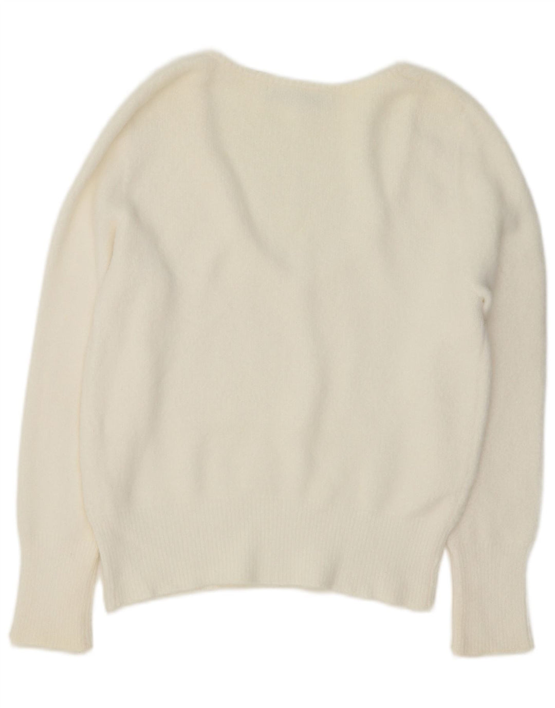 Zara Pull col V pour femme UK 16 Large Blanc