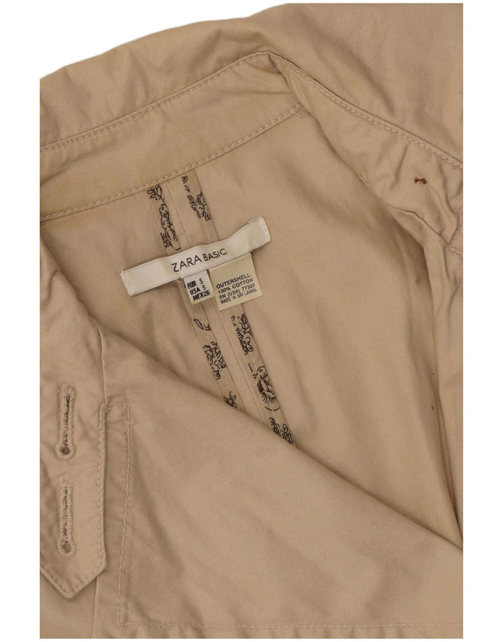 Zara Femme Trench Coat UK 10 Petit Coton Beige