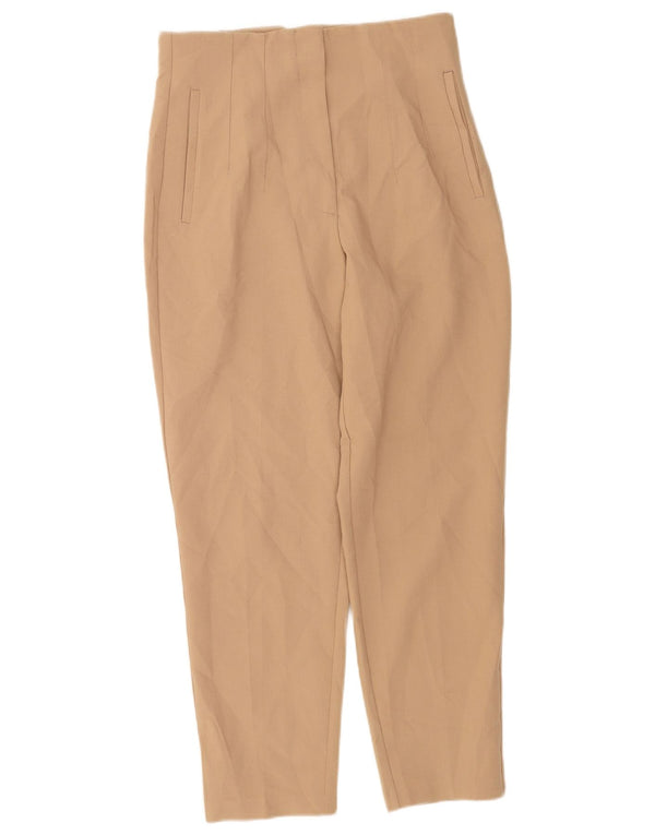 Zara Pantalon de costume fuselé taille haute pour femme Medium W28 L26 Beige Polyester
