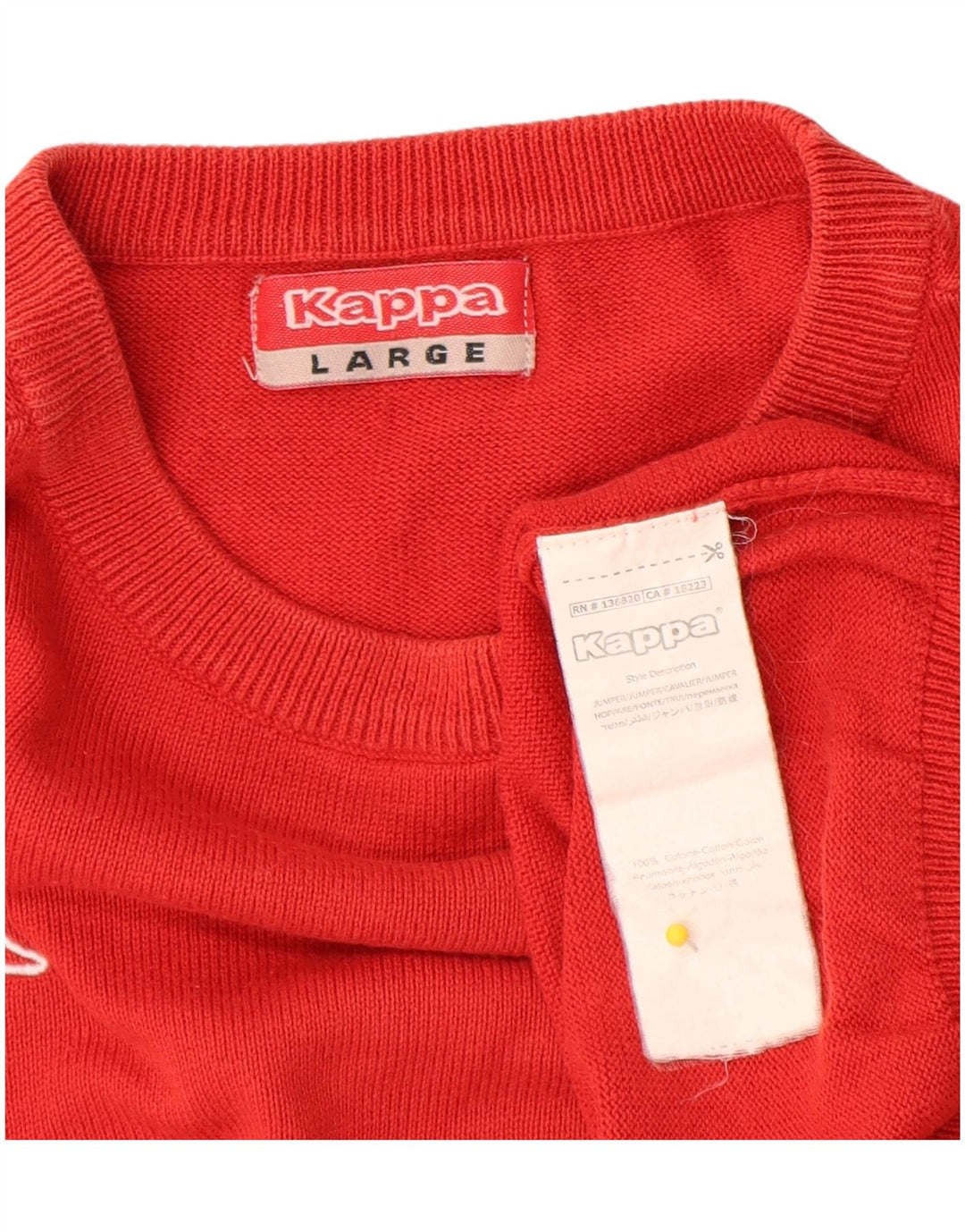 Kappa Pull à col rond pour homme en coton rouge Taille L