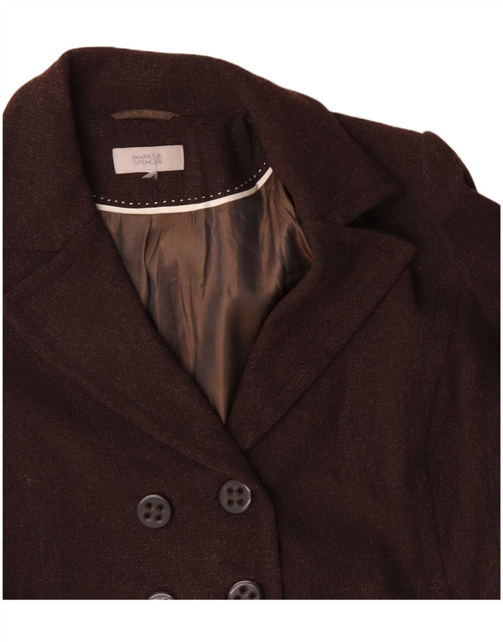 Marks & Spencer Veste Blazer Femme UK 16 Large Marron Polyester