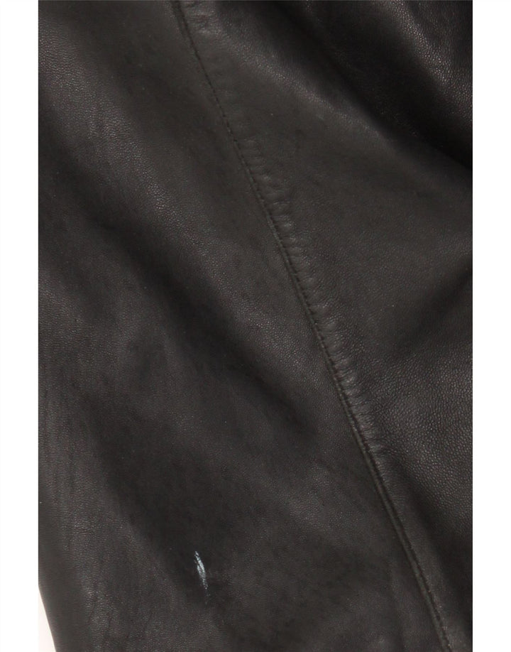 Liz Claiborne Manteau en cuir pour femme UK 16 Grand cuir noir