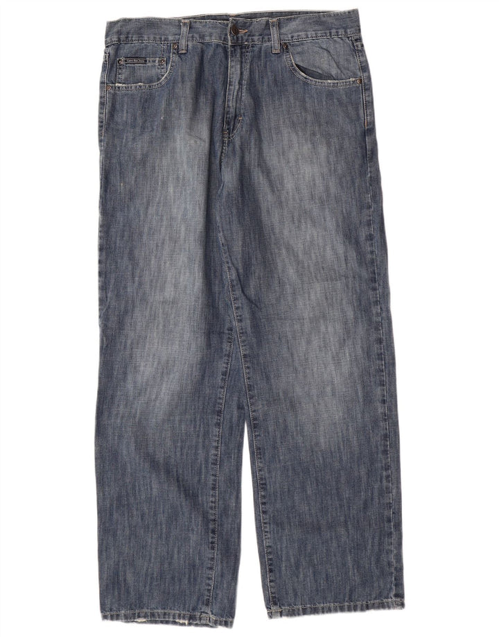 CALVIN KLEIN Jean droit homme W34 L30 bleu coton