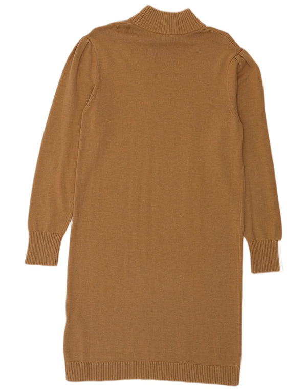 Hugo Boss Robe pull à manches longues pour femme UK 10 Petit coton marron