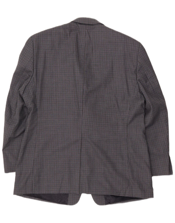 Chaps Mens 2 Button Blazer Jacket UK 44 2XL Navy Blue Houndstooth Wool