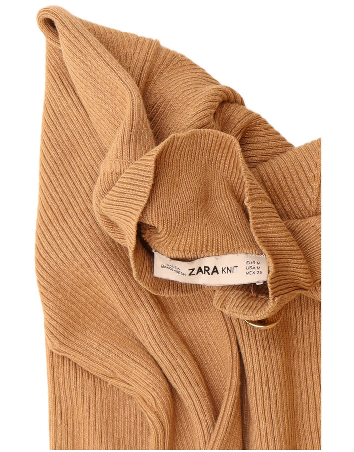 Zara Pull col roulé pour femme UK 12 Viscose beige moyen