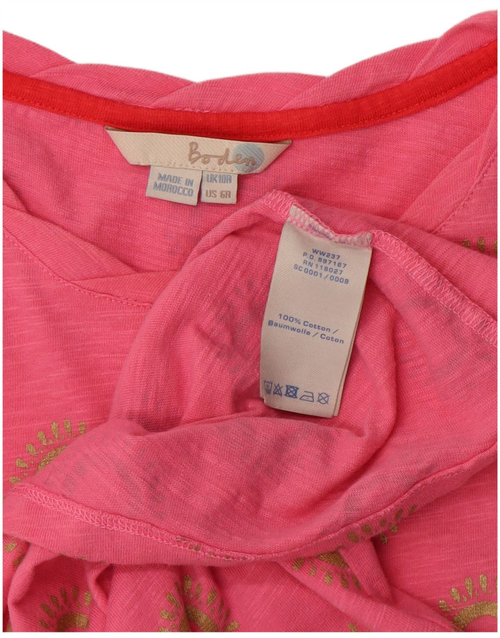 BODEN Robe T-Shirt Femme UK 10 Petit Coton Floral Rose