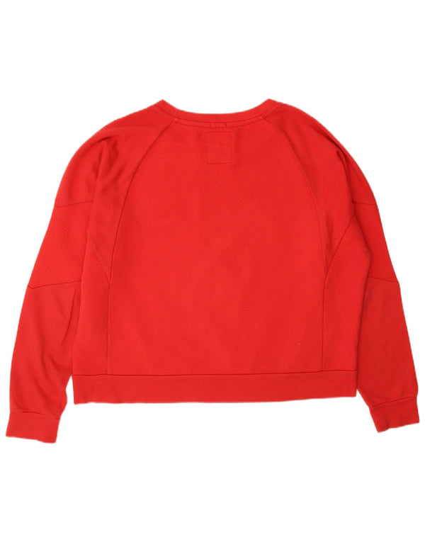 Superdry Femme Crop Graphic Sweatshirt Jumper UK 16 Large Rouge Coton
