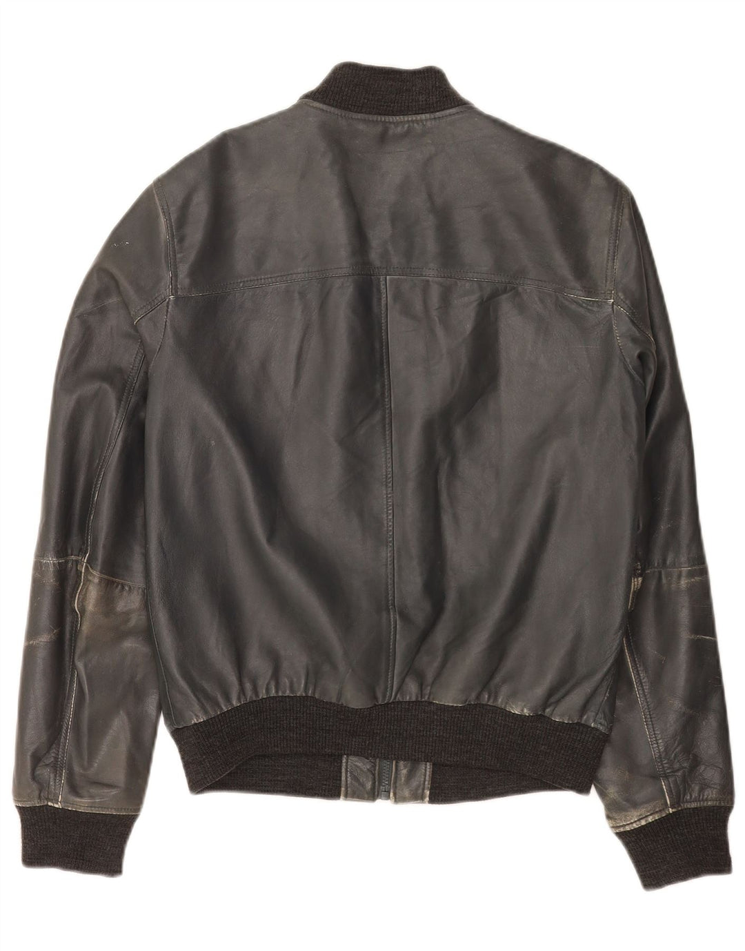 Trussardi Jeans Blouson En Cuir Bomber Femme IT 50 XL Bleu Marine