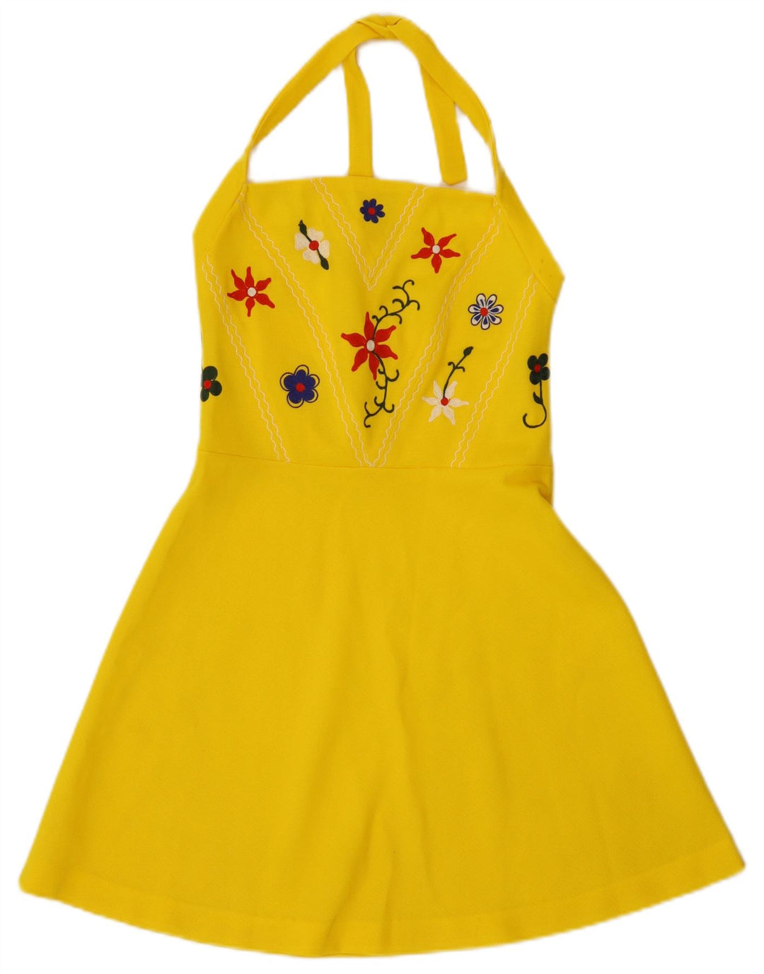 Robe Halter Femme Vintage IT 42 Floral Jaune Moyen