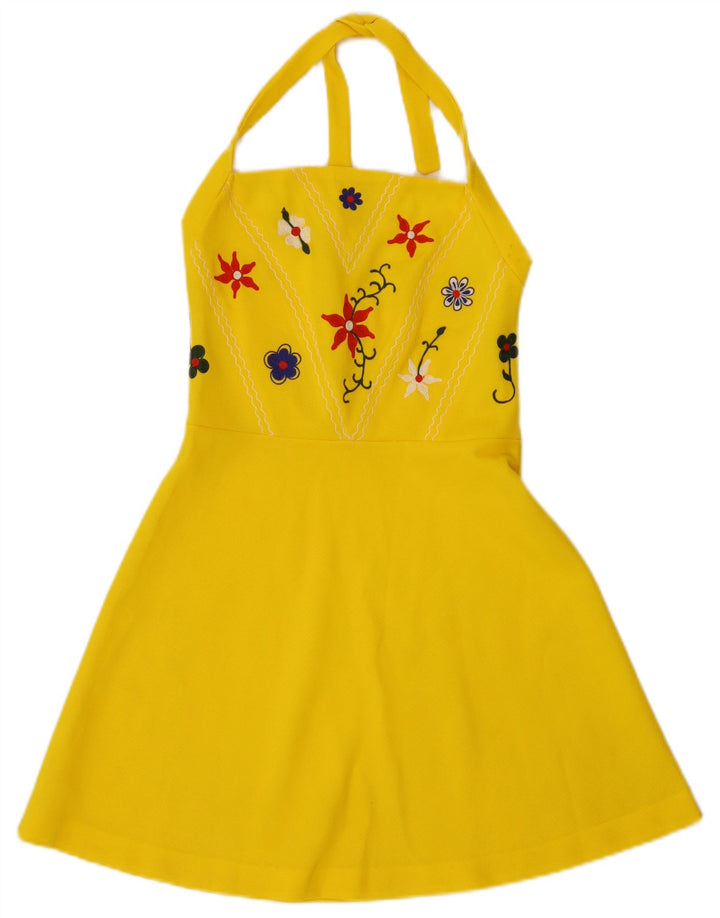 Robe Halter Femme Vintage IT 42 Floral Jaune Moyen