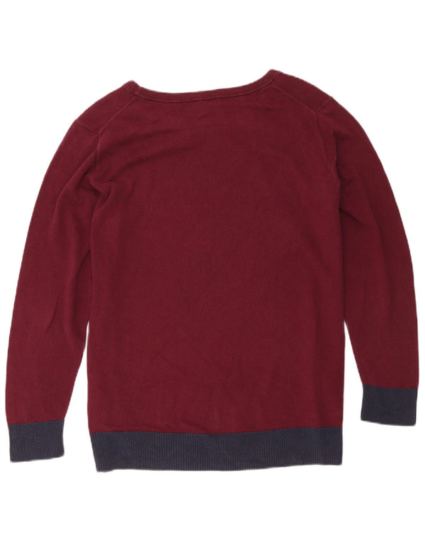 Gap Pull Col Bateau Femme UK 18 XL Coton Colorblock Bordeaux