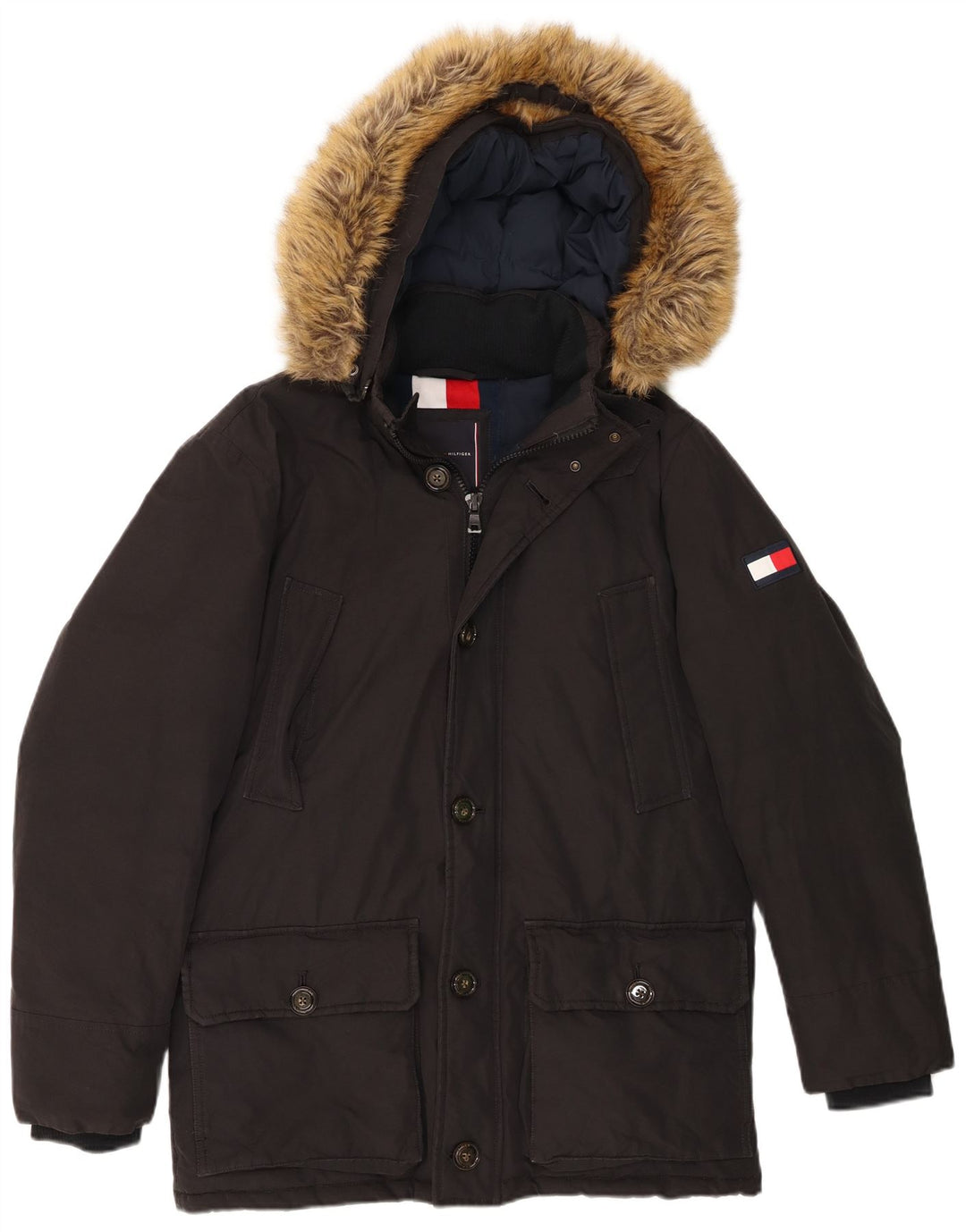 Tommy Hilfiger Veste matelassée à capuche pour homme UK 38 Coton noir moyen