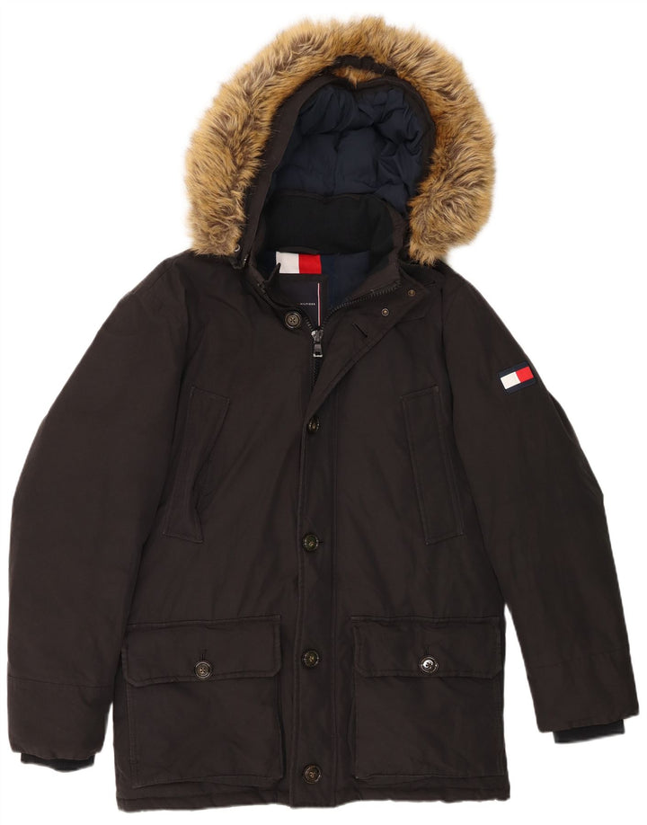 Tommy Hilfiger Veste matelassée à capuche pour homme UK 38 Coton noir moyen