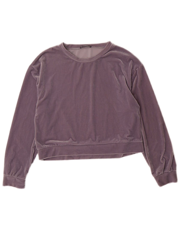 Zara Womens Loose Fit Crop Top Long Sleeve UK 10 Small Purple Polyester