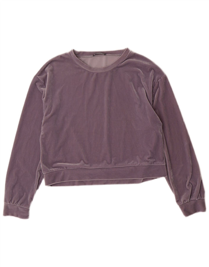 Zara Womens Loose Fit Crop Top Manches Longues UK 10 Petit Violet Polyester