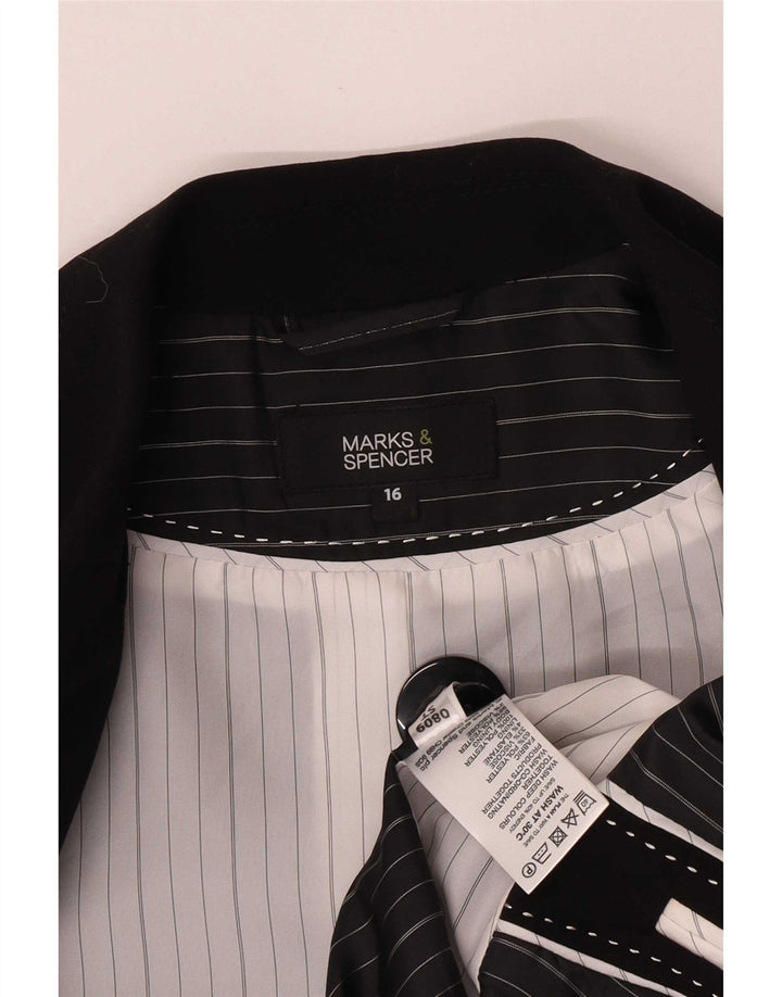 Marks & Spencer Veste blazer à 1 bouton pour femme UK 16 Large Noir Polyester
