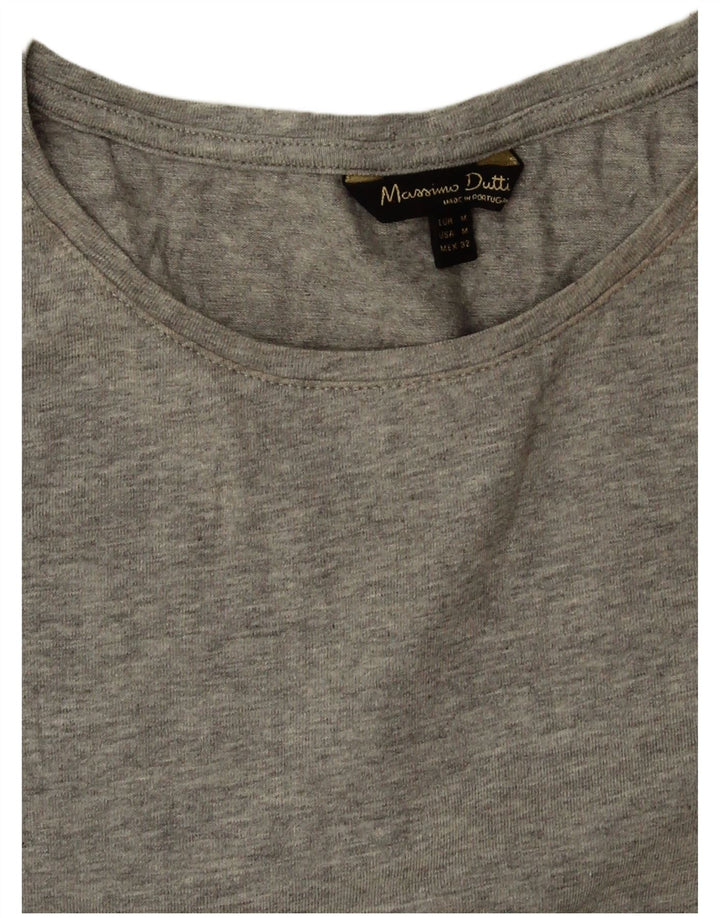 Massimo Dutti T-Shirt Femme UK 12 Gris Moyen
