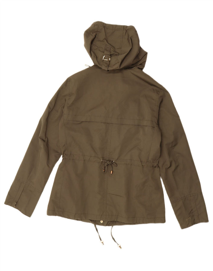 MASSIMO DUTTI Veste Parka à capuche pour femme UK 16 Large Vert Polyester