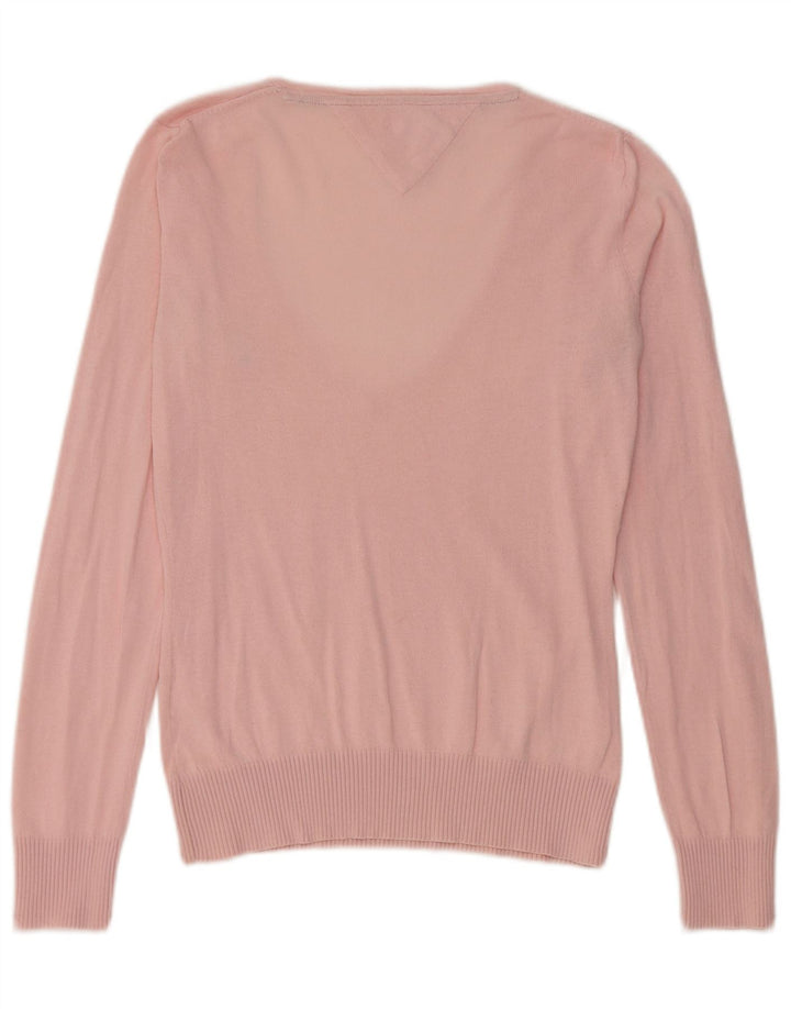 Tommy Hilfiger Pull col V pour femme UK 12 Rose moyen