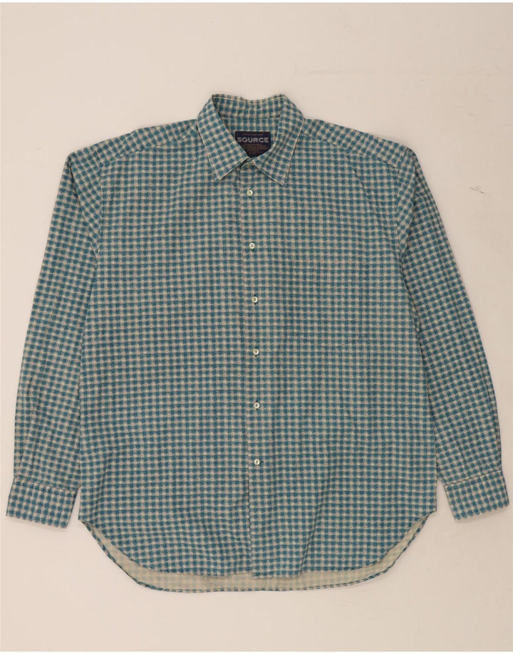 VINTAGE Mens Shirt XL Blue Check Cotton Vintage Vintage and Second-Hand Vintage from Messina Hembry 