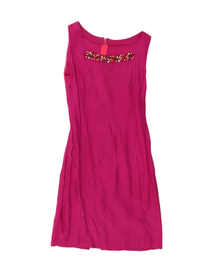 VINTAGE Womens Sleeveless Sheath Dress IT 44 Medium Pink Viscose Vintage Vintage and Second-Hand Vintage from Messina Hembry 