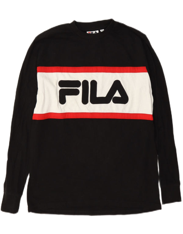 Fila Haut graphique coupe ample à manches longues XS en coton color block noir pour homme