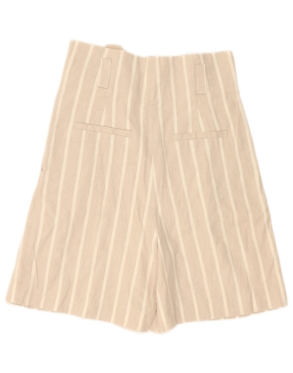 Massimo Dutti Bermuda taille haute pour femme EU 36 XS W26 Beige rayé