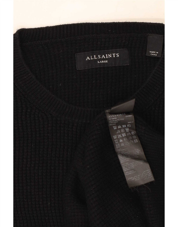 All Saints Pull à col rond pour homme en coton noir Large