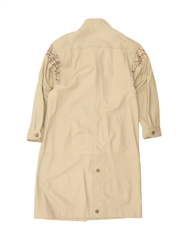 VINTAGE Manteau en cuir femme UK 18 XL Beige