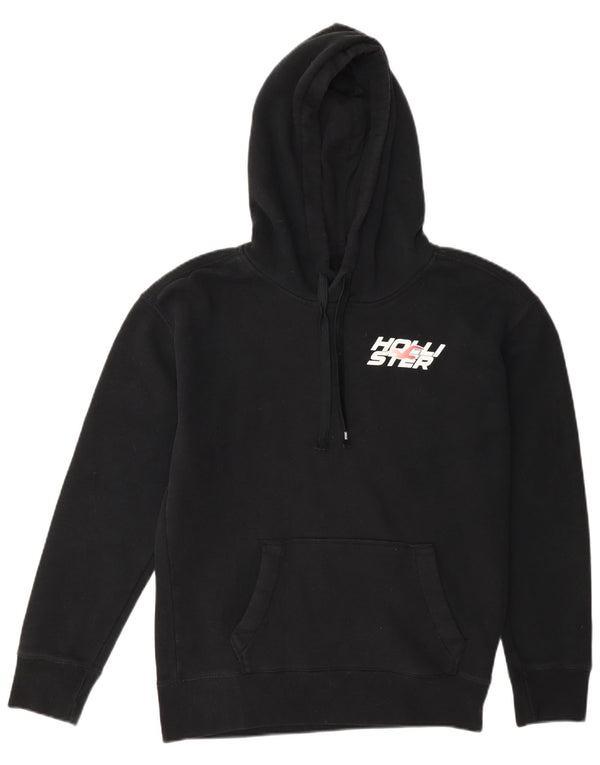 Hollister Mens Graphic Hoodie Jumper XS Black Cotton