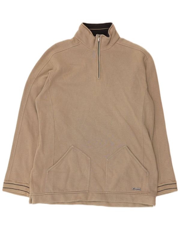 Champion Sweat-shirt col zippé pour homme XL en coton beige