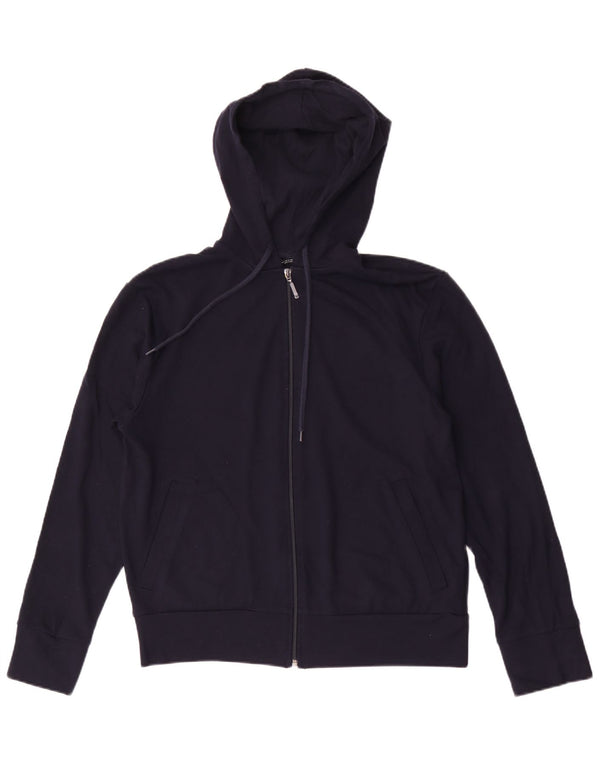 Zara Pull à capuche zippé pour femme UK 14 Viscose bleu marine moyen