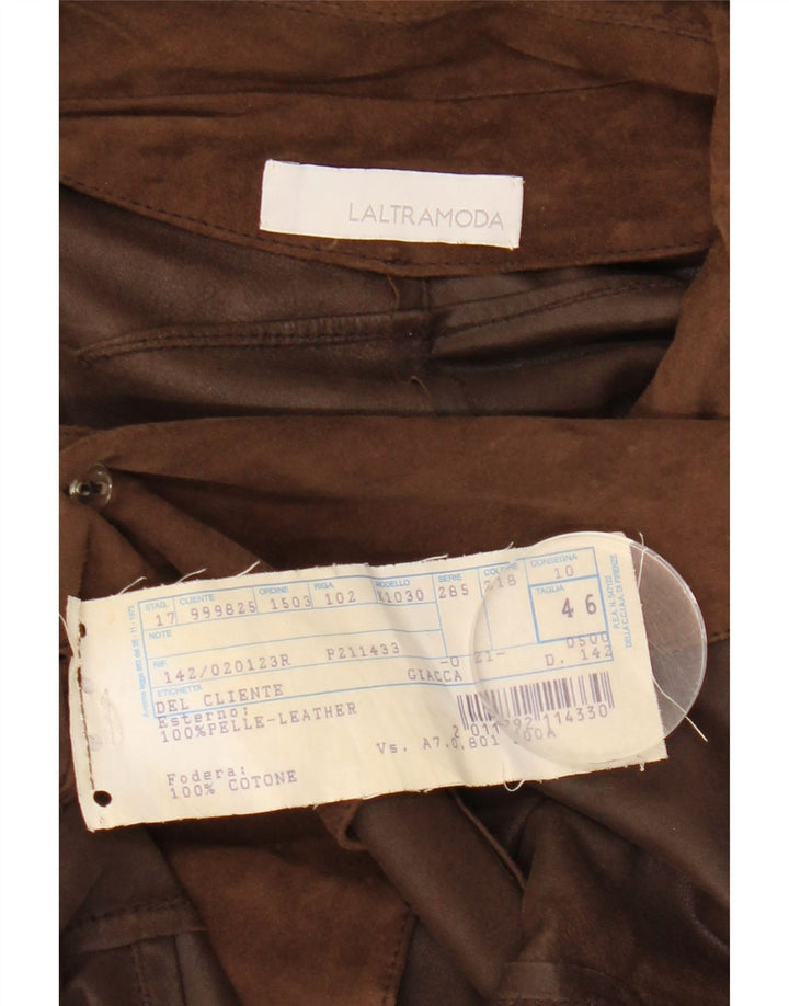 Latramoda Veste Blazer Femme 1 Bouton en Daim IT 46 Grand Cuir Marron