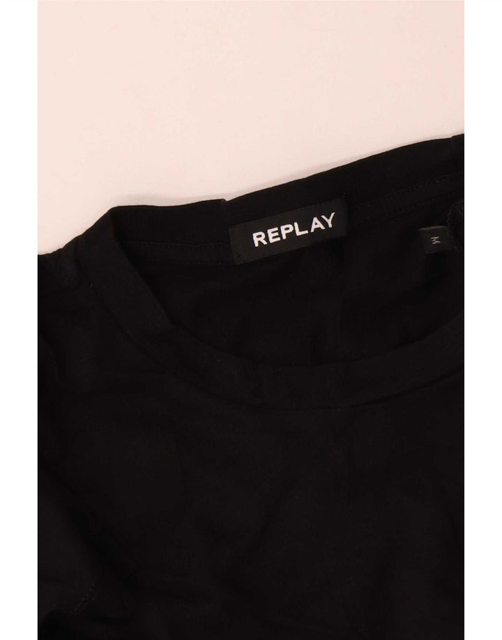 Replay T-Shirt Graphique Homme Noir Moyen Coton