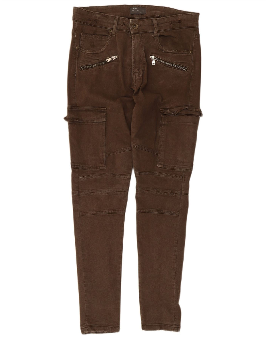Zara Pantalon cargo slim pour homme EU 44 Large W34 L29 Kaki