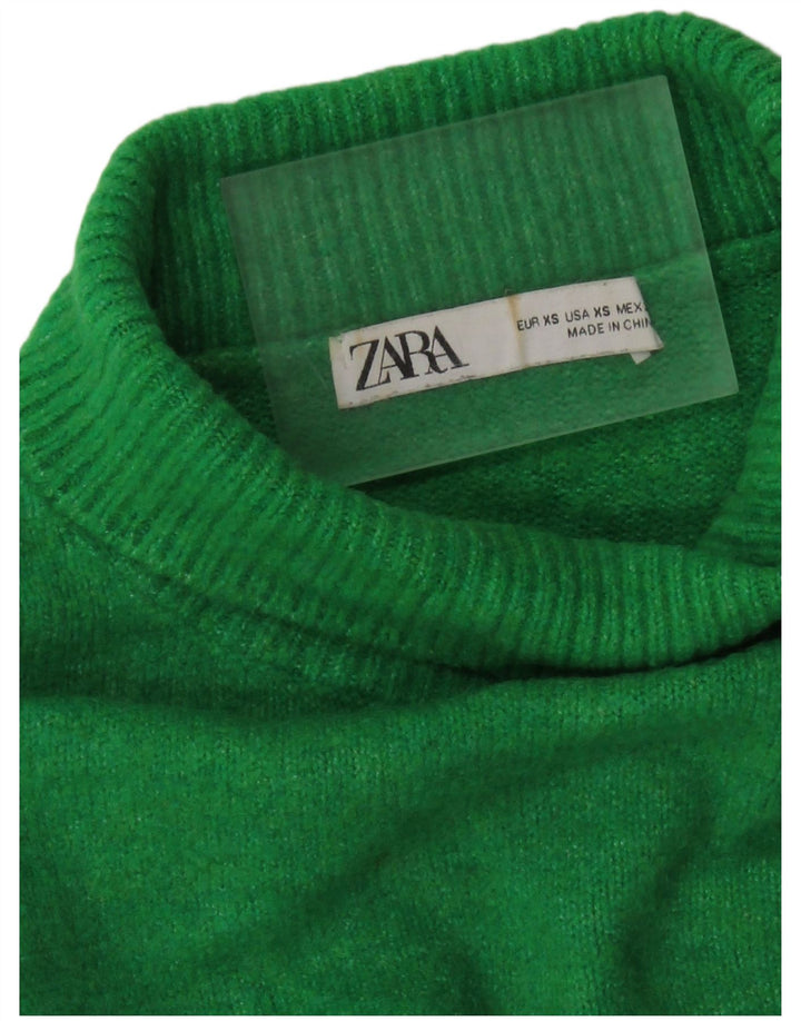 Zara Pull court surdimensionné à col roulé pour femme UK 6 XS Vert