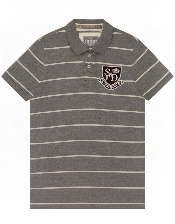 Superdry Polo Graphique Homme Large Gris Coton