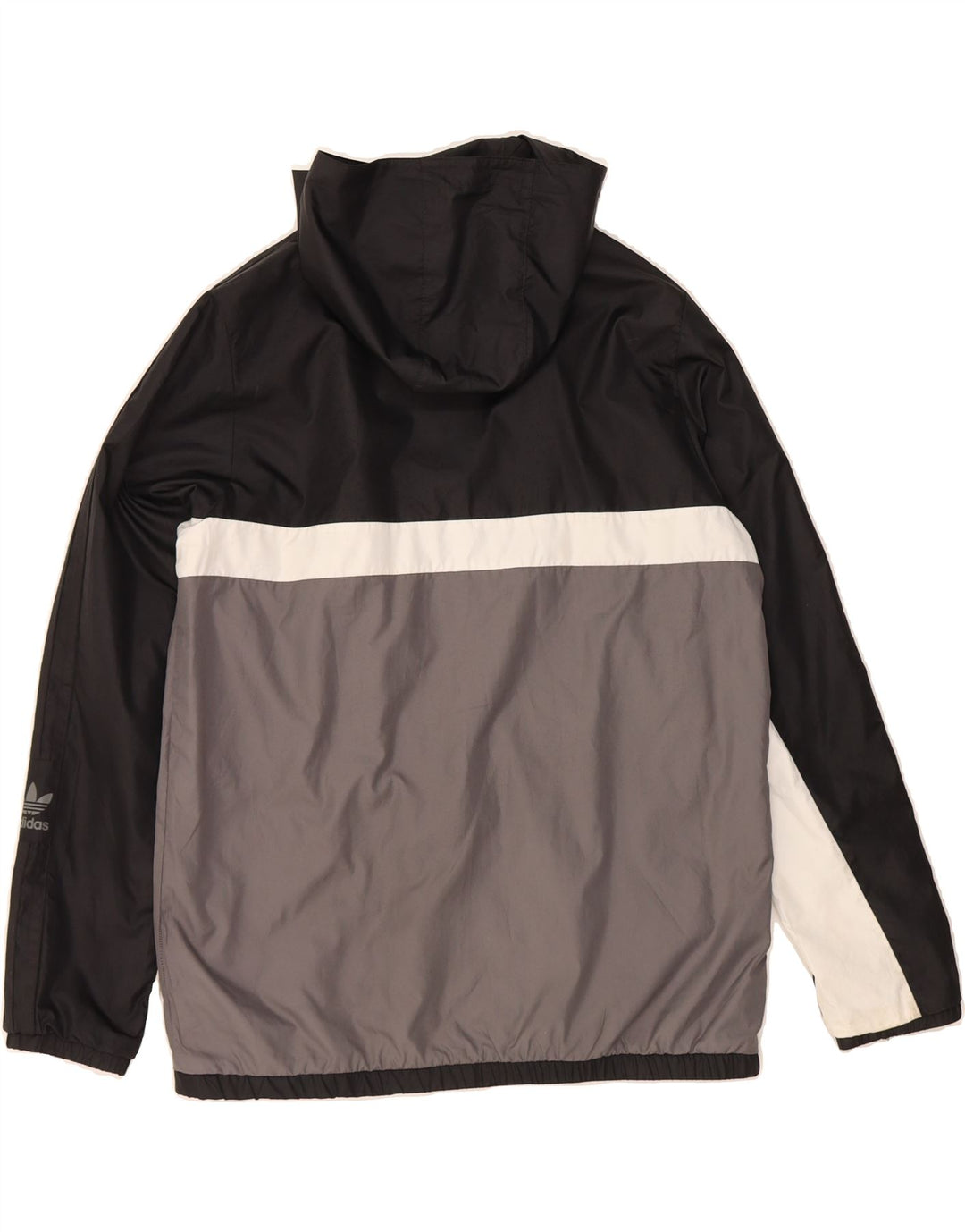ADIDAS Boys Hooded Reversible Jacket 13-14 Years Black Colourblock Vintage Adidas and Second-Hand Adidas from Messina Hembry 