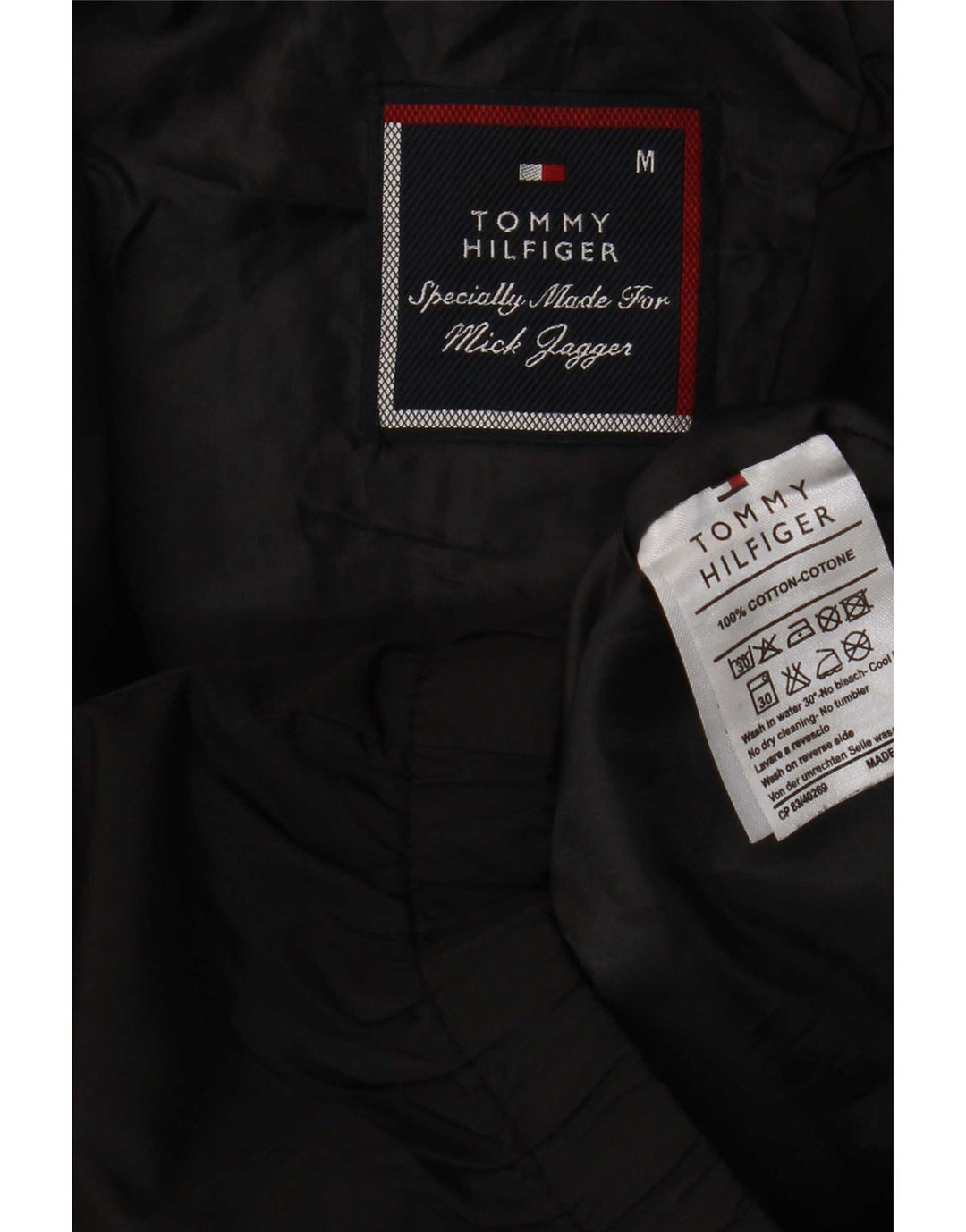Tommy Hilfiger Veste bomber graphique Mick Jagger pour homme UK 38 Noir moyen