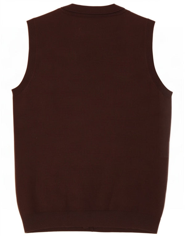 Zara Womens Vest Tank Top UK 12 Coton Marron Moyen