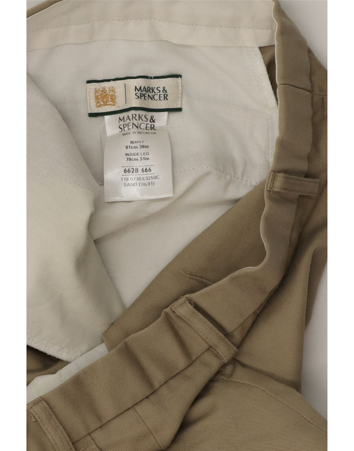 MARKS & SPENCER Pantalon de costume pour homme W36 L31 Beige Coton